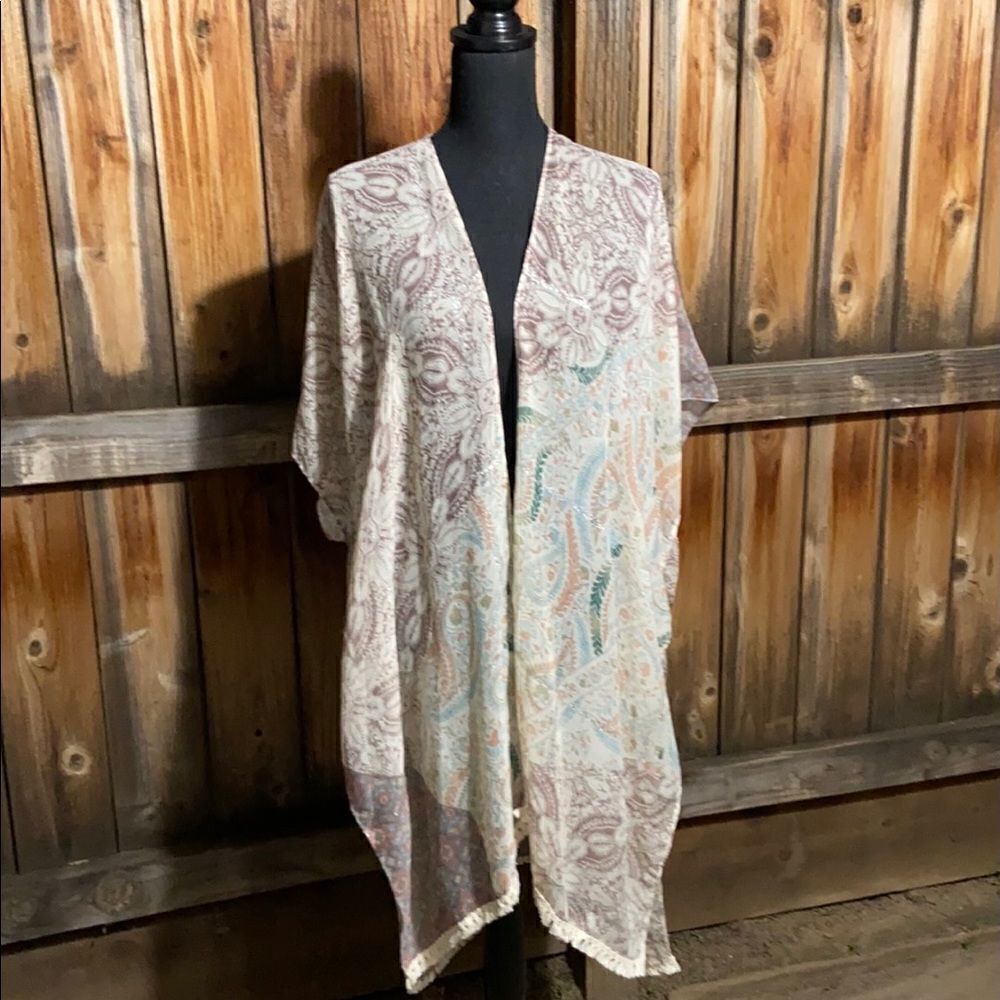 Cardigan kimono duster floral ‘do everything in love’ romantic One Size Anthro
